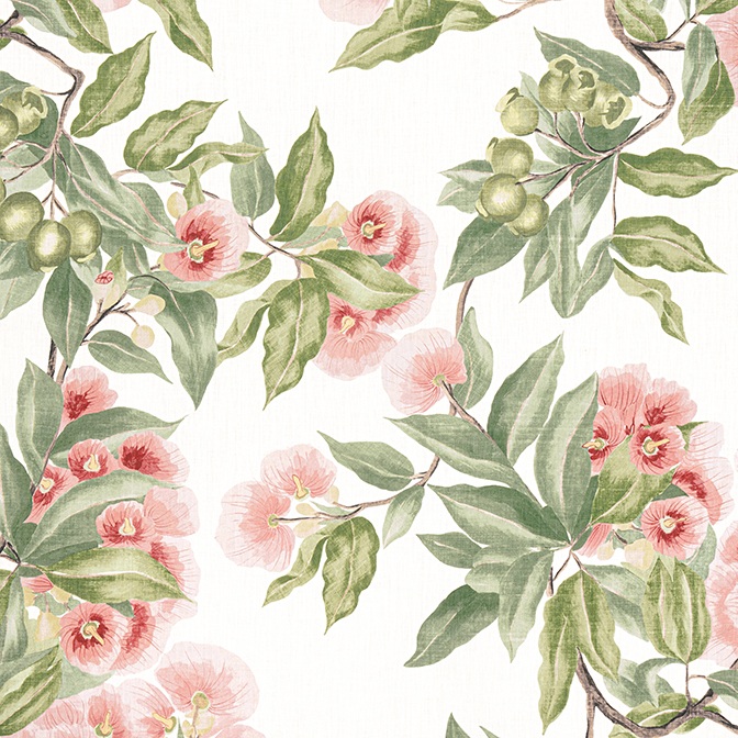 Anna French Camellia Garden Linen in Coral